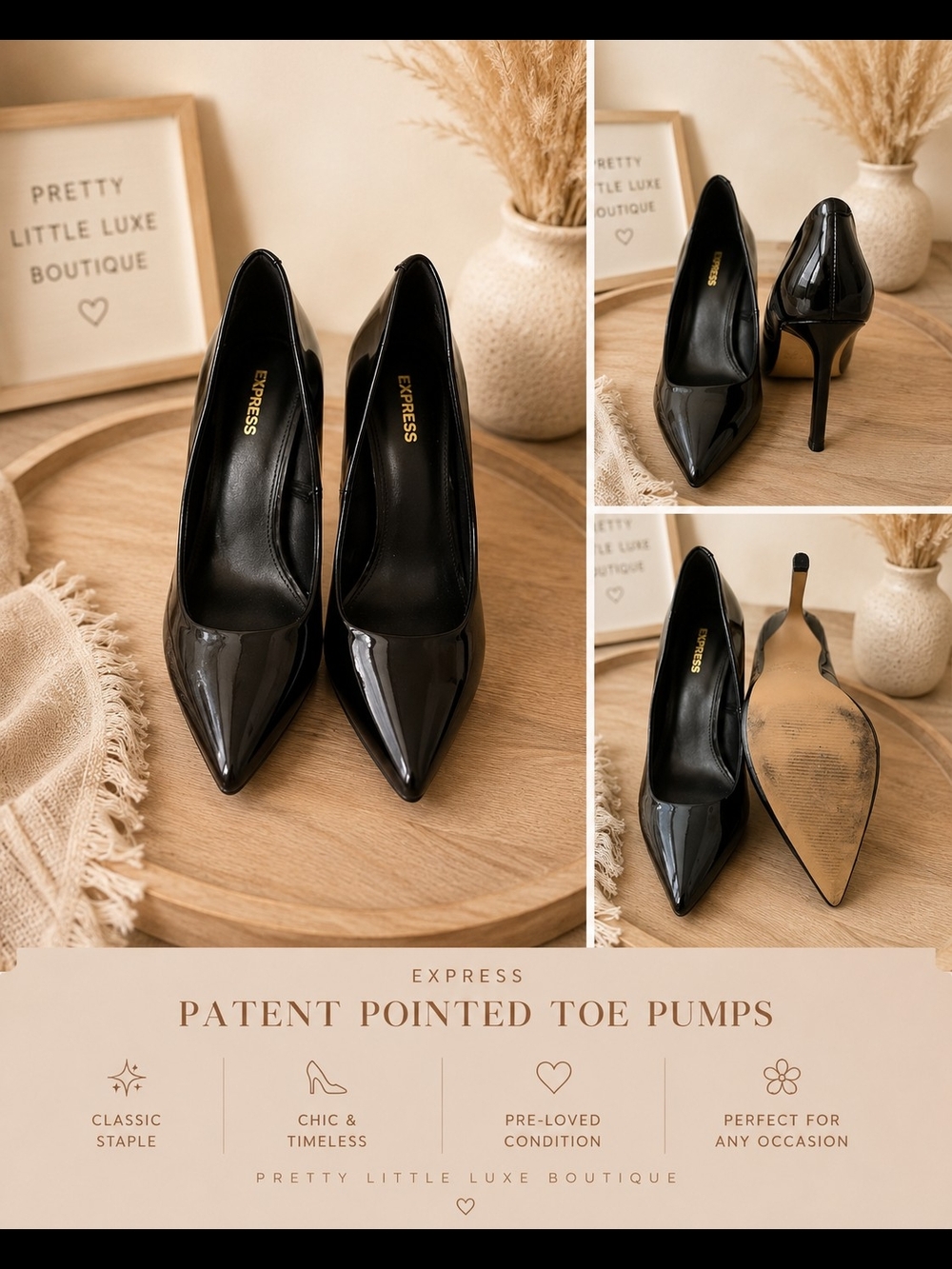 Express Black Patent Pointed-Toe Pumps